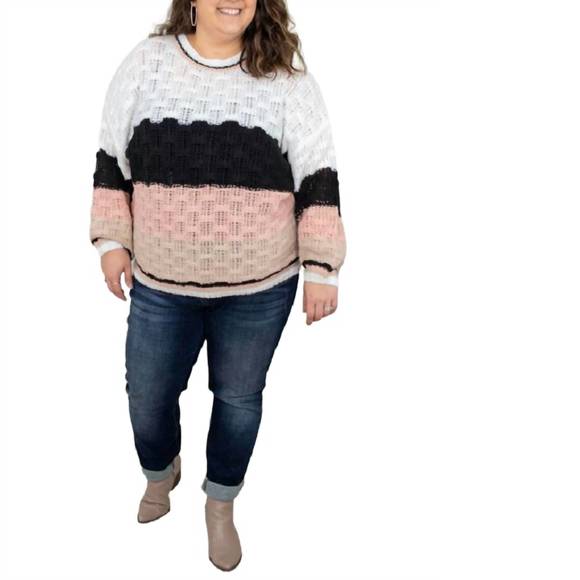ONLINE EXCLUSIVE BiBi Multi Color Block Sweater Top main image 0